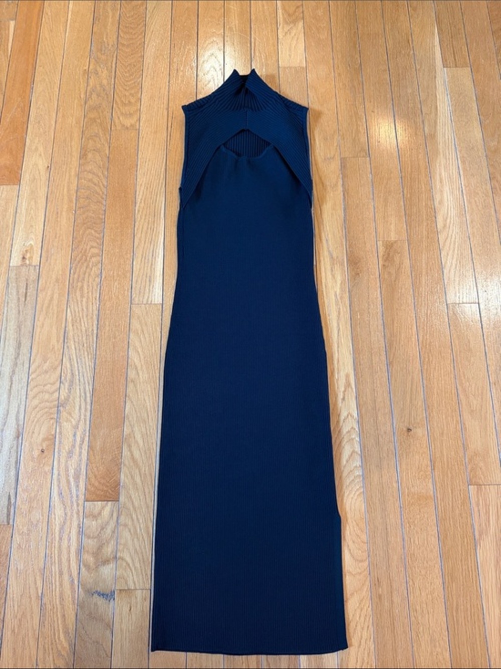 White House Black Market Mock Neck Sleeveless Ribbed Sheath MIDI Dress Sz XS